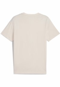 T-shirt a maniche corte, con collo rotondo, di colore beige chiaro. Realizzato in cotone liscio, senza loghi o motivi visibili.