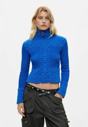 Desigual, OPENWORK KNIT JACKET - Strickjacke - blue