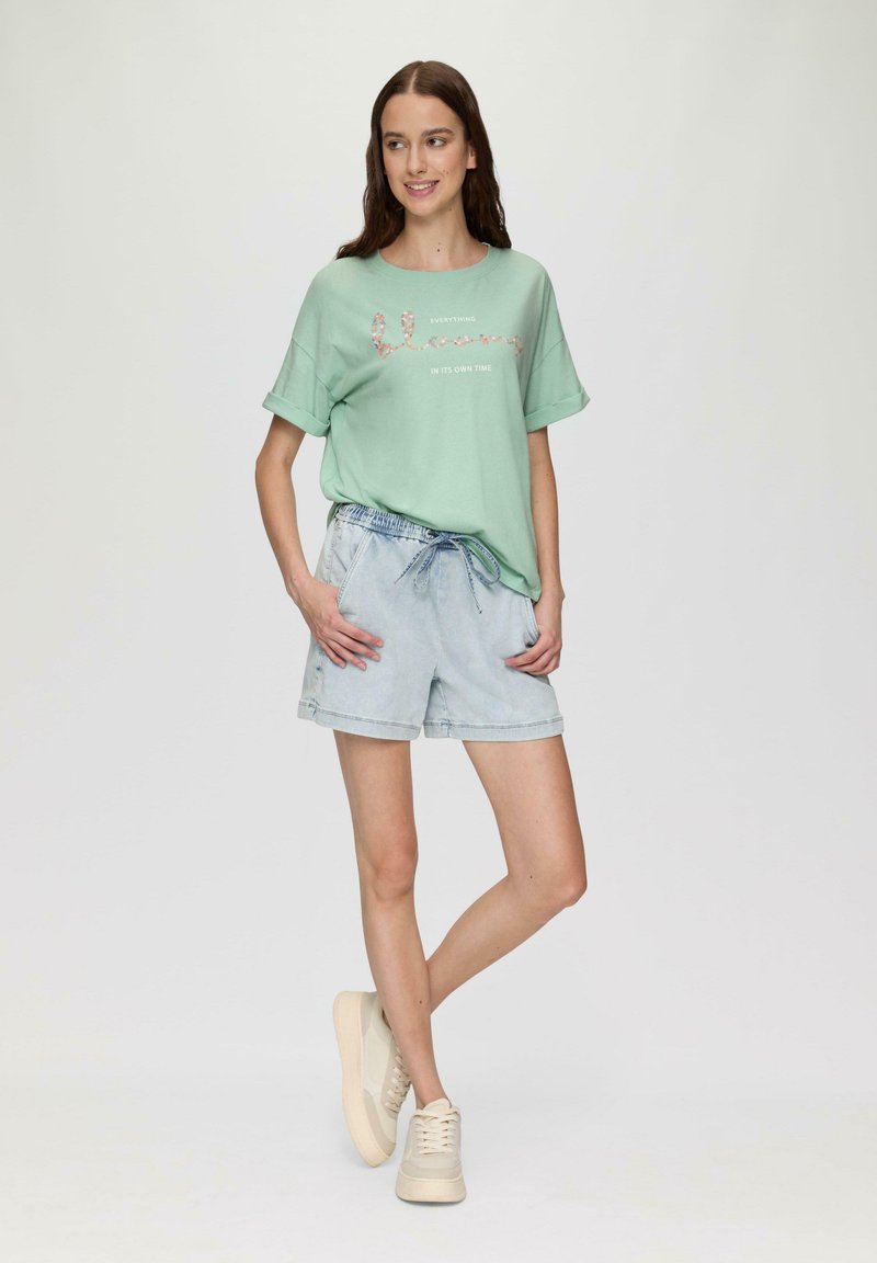 QS T-shirt print - ozeangrün