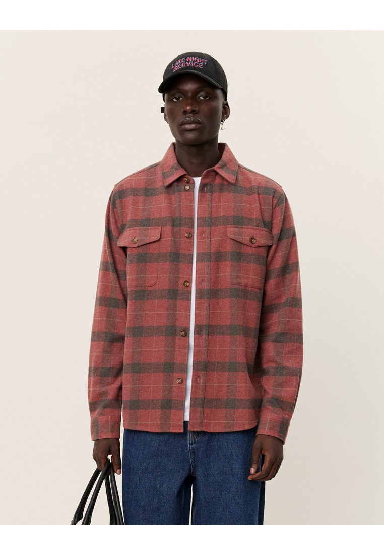 Les Deux LENNON CHECK OVERSHIRT - Overhemd - coffee brown/fired brick