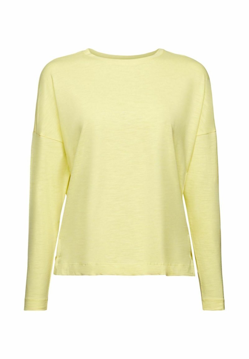Cuello Redondo Top Amarillo Manga Larga Esprit Camiseta De Manga