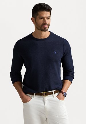MESH-KNIT COTTON CREWNECK SWEATER - Stickad tröja - navy heather