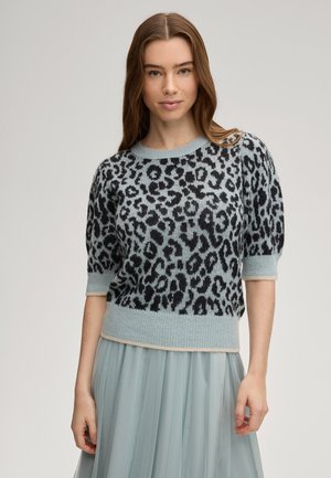 KASTON - Print T-shirt - hellblau schwarz leo