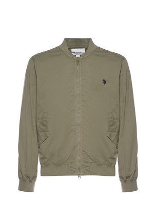 U.S. Polo Assn., GIACCA BOMBER DA UOMO CON CHIUSURA FULL ZIP E TASCHE LATERALI - Giubbotto Bomber - cachi