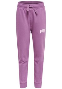 Lilla bomulds sweats med ribbet talje og snørebånd. Har logo trykt i hvid på øverste venstre side og en slim fit design.