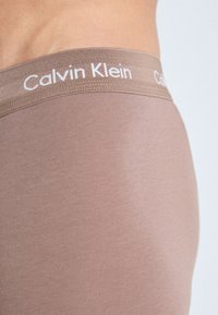 Beige ondergoed van Calvin Klein met een zachte textuur. De elastische tailleband heeft witte letters van de merknaam.