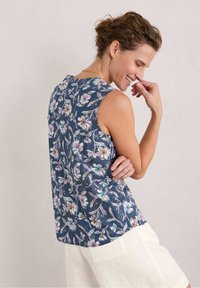 Seasalt Cornwall COBBS WELL - Top - linework floral pool blue
