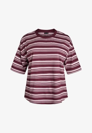 Zizzi, KASTIGES T-SHIRT MIT STREIFENMUSTER - Μπλουζάκι με στάμπα - rot