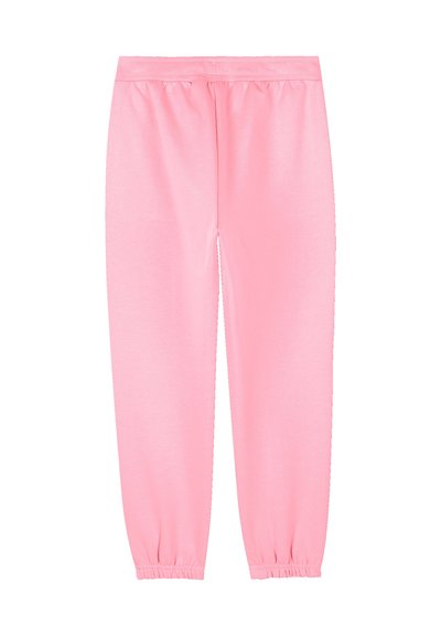 Lichtroze sweatpants met een elastische tailleband en omslagmanchetten. Gemaakt van zachte stof met een gladde textuur, ontworpen voor comfort.