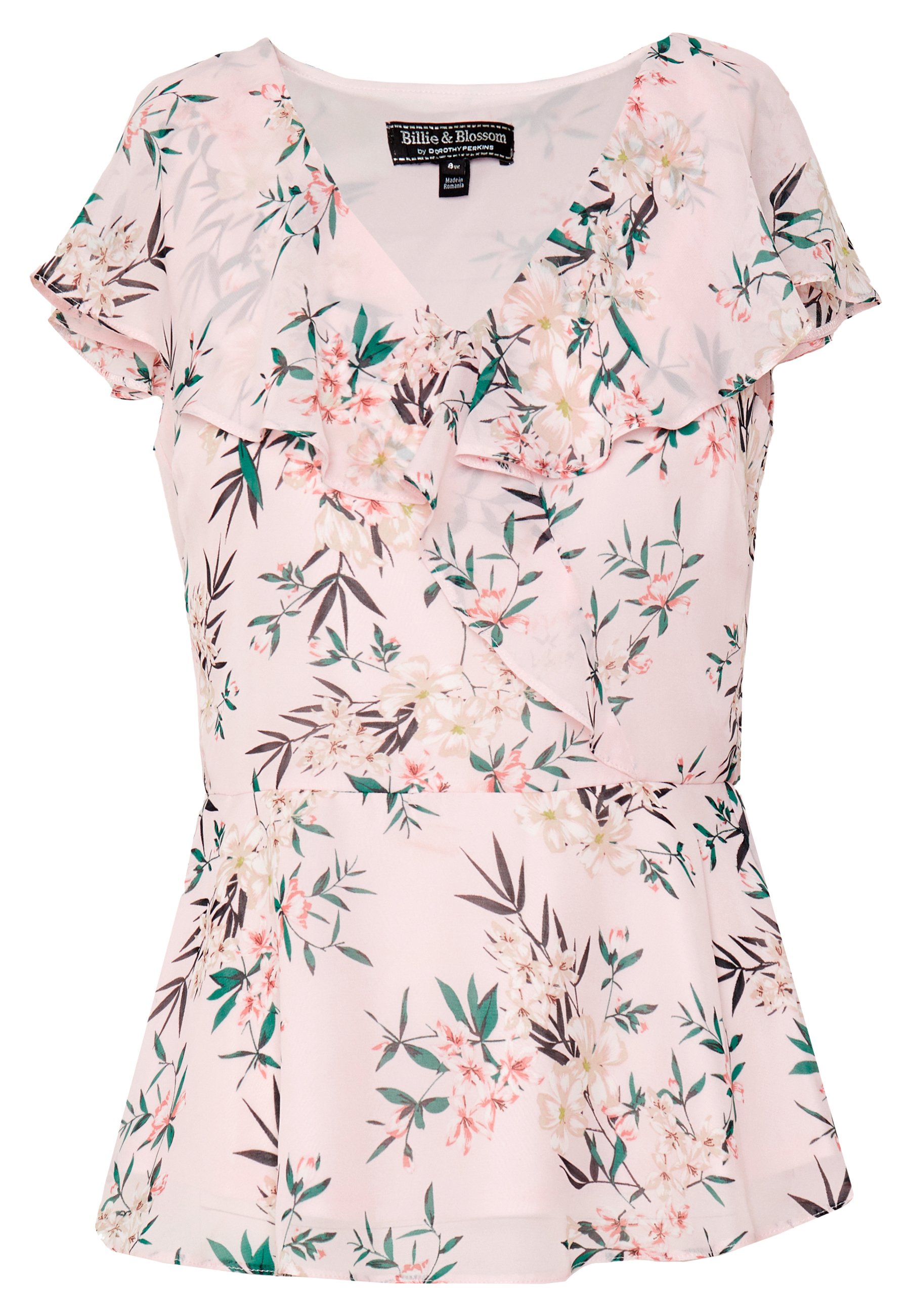 Dorothy Perkins FLORAL FRONT SHORT SLEEVE Bluser blush Dorothy Perkins SHORT SLEEVE JUMPER - T-shirts med print - pale blue
