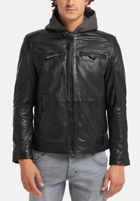Mustang Leren jas - schwarz