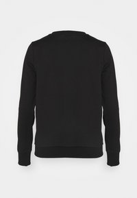 Svart sweatshirt med långa ärmar, rundad halsringning och ribbade manschetter. Slät tyg med en avslappnad passform och utan grafiska detaljer.