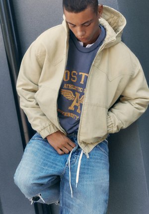 PULL&BEAR, HOODED - BOMBER JACKET - Veste légère - sand