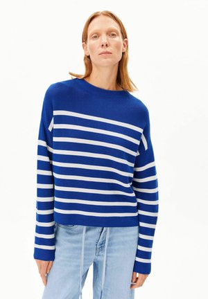 MERINAA STRIPES - Pullover - dynamo blue/oatmilk