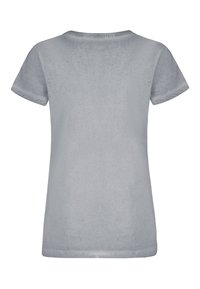 Light gray T-shirt with short sleeves, round neckline, and a soft, slightly textured fabric. Features a relaxed fit and no visible patterns.