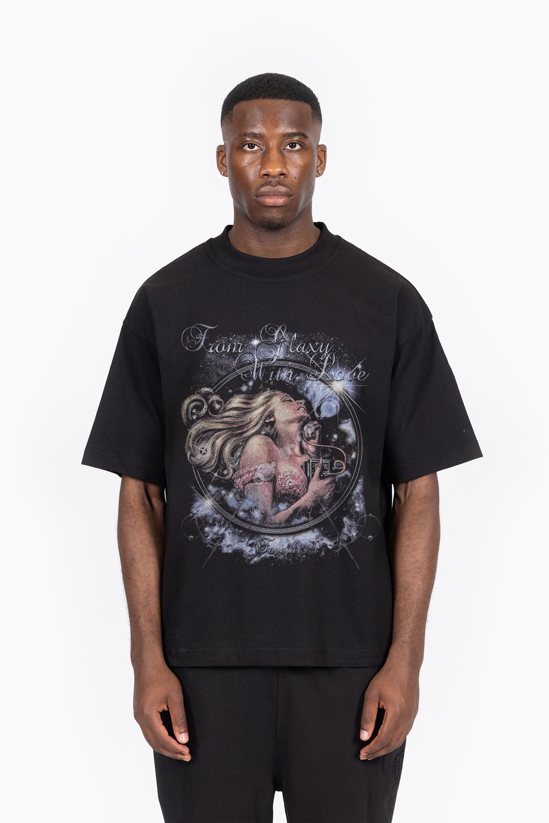 FAVELA - GALAXY WITH LOVE UNISEX - Marškinėliai su spaudiniu - black, Padidinti