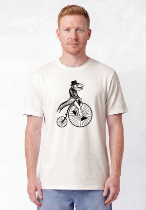 watapparel, T-REX AUF FAHRRAD UNISEX - Print T-shirt - off white