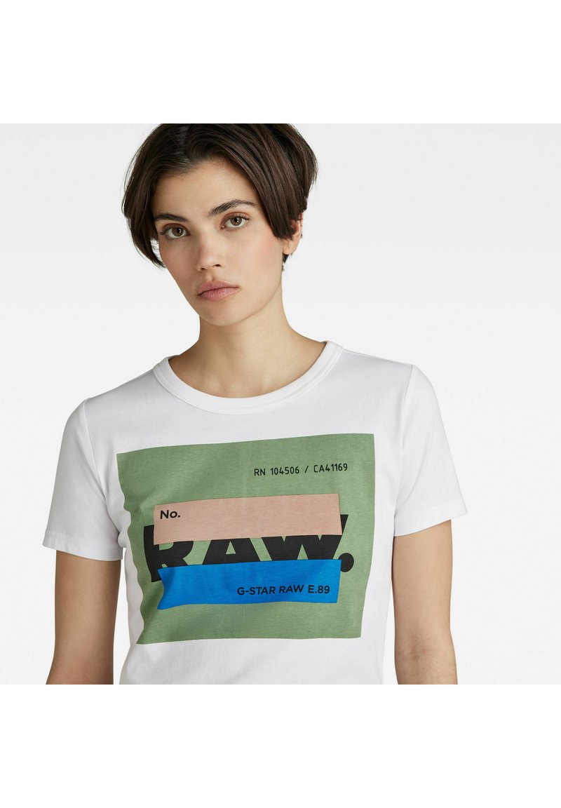 Damen T-Shirts | G-Star RAW. COVERED LONG SLIM T-Shirt print white/weiß - DJ07785 Damen T-Shirts | G-Star RAW. COVERED LONG SLIM T-Shirt print white/weiß - DJ07785