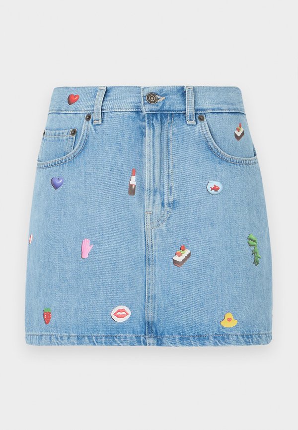 CHARM PRINT MINI SKIRT - Denim skirt4