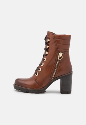 Bottines à lacets - cognac