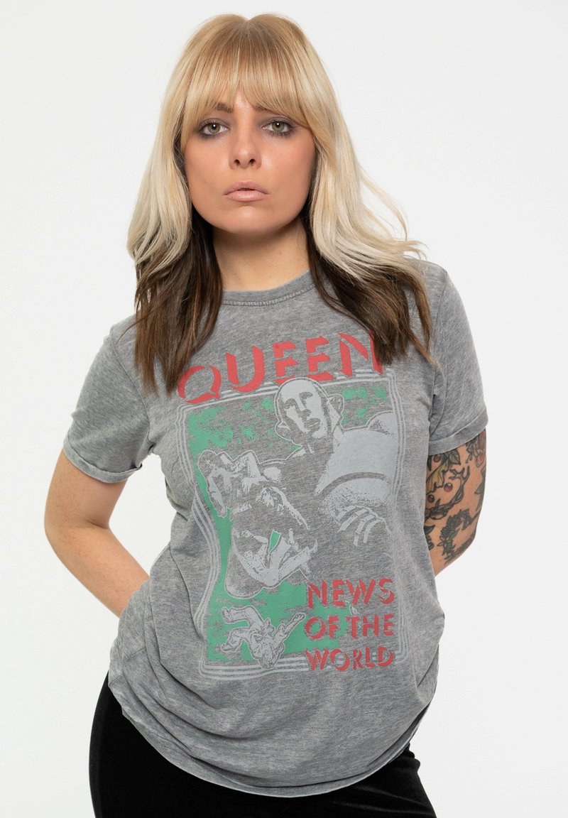 Paradiso Clothing QUEEN NEWS OF THE WORLD BURNOUT - Print T-shirt - charcoal