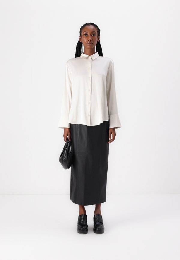 Long-Sleeve Satin Button-Up Shirt - Button-down blouse2