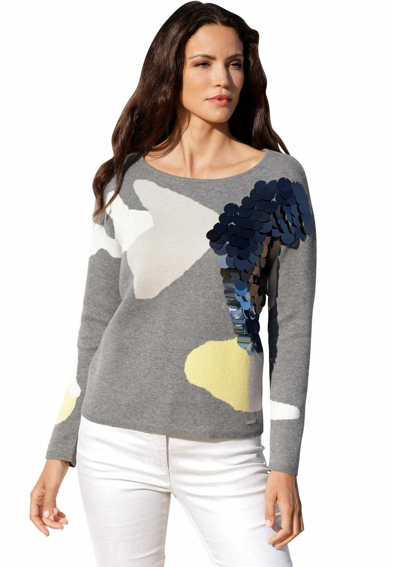 Damen Strickjacken | Amy Vermont Strickpullover grau - LO48275 Damen Strickjacken | Amy Vermont Strickpullover grau - LO48275