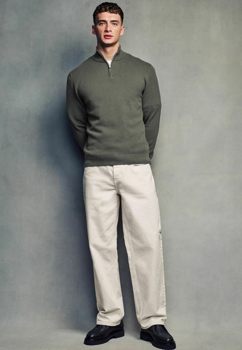 Next ZIP NECK - Pulover - olive green