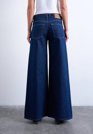 Topshop CLARA  - Wide Leg - dark blue denim