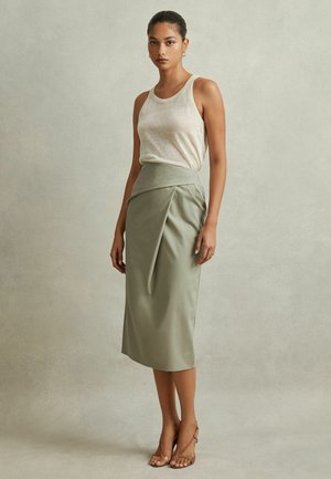 Reiss REGULAR FIT - NADIA COTTON BLEND WRAP FRONT MIDI SKIRT . - A-lõikeline seelik - khaki