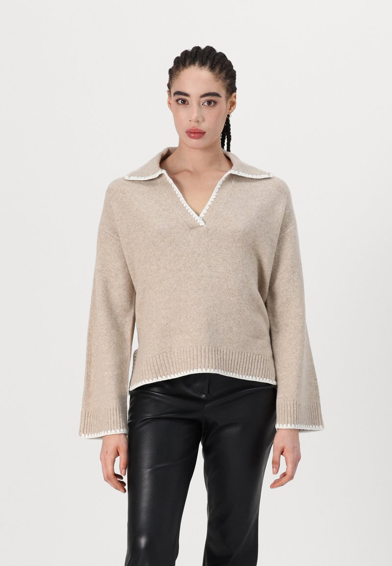 VILA Knitted V-neck - Pullover - beige