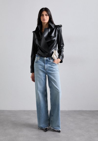 Norma Kamali DOUBLE BREASTED TRENCH BODYSUIT - Blūze - black