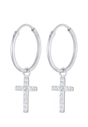 SPARKLING CROSS - MIT KRISTALLEN VON SWAROVSKI® - Ohrringe - silberfarben