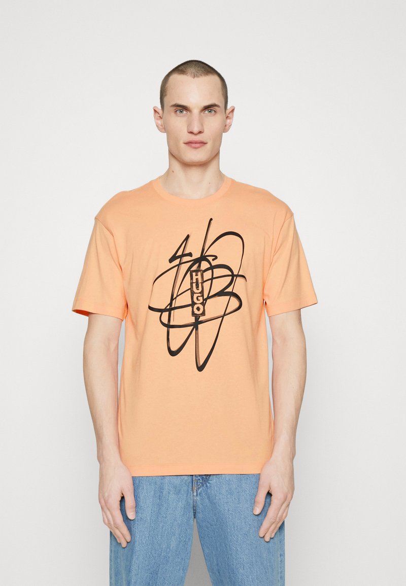 HUGO Marškinėliai su spaudiniu - light/pastel red