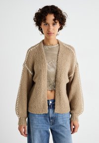 Vero Moda FENG LS V-NECK GA BOO - Cardigan - silver mink/snow white