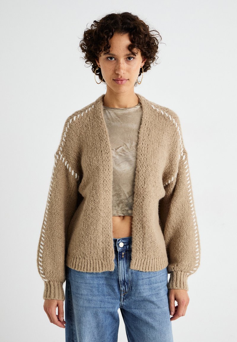 Vero Moda FENG LS V-NECK GA BOO - Cardigan - silver mink/snow white