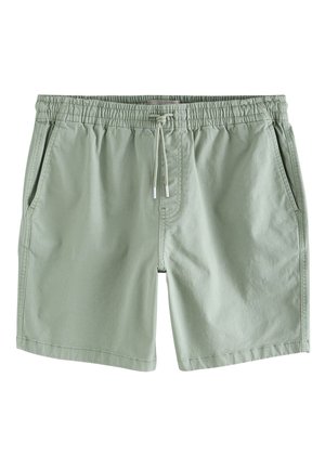 Lichtgroene zwemshorts gemaakt van zacht materiaal, met een elastische tailleband met trekkoord en zijzakken.