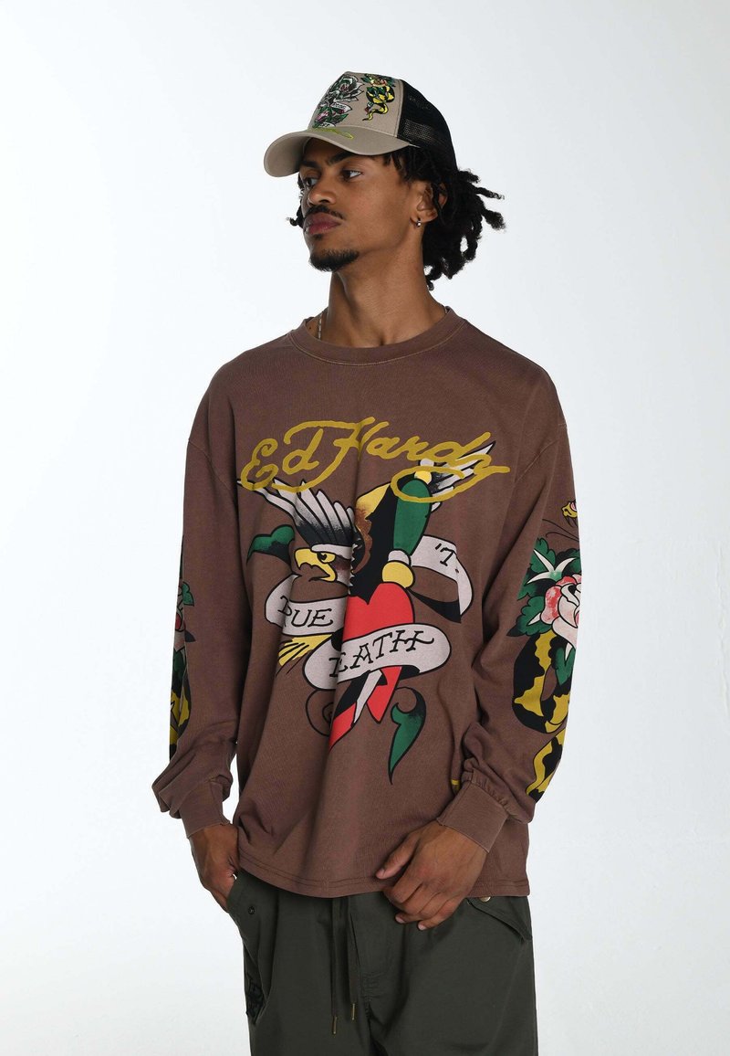 Ed Hardy - TRUE-TILL-SNAKE LONG SLEEVE - Long sleeved top - brown, Enlarge