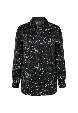 Studio Untold, SATIN POLKA DOT LONG SLEEVE BUTTON-DOWN BLOUSE - Skjortebluser - black