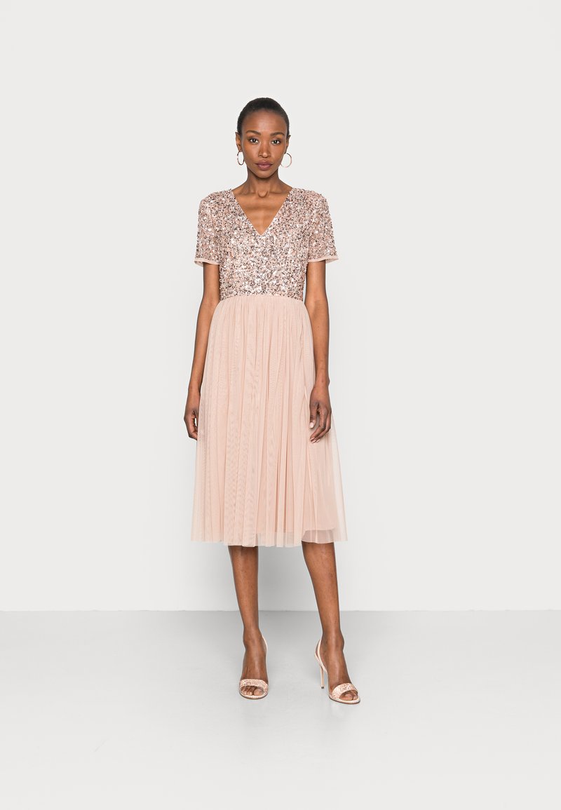 Maya Deluxe DELICATE SEQUIN V NECK MIDI DRESS Cocktail dress / Party