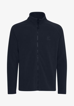 Laivaston fleecetakki, jossa on korkea kaulus, koko vetoketju edessä ja pitkät hihat. Takissa on huomaamaton logo rinnassa ja sileä rakenne.