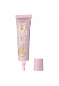 Crema BB in tubo rosa con beccuccio appuntito, con testo dorato e bianco. Il tappo è anch'esso rosa e il prodotto promette idratazione e protezione SPF 20.