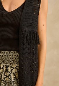 Next LONGLINE FRINGE - Kardigán - black