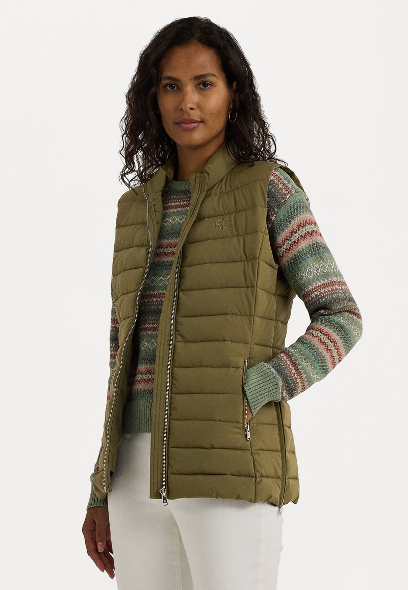 Lauren Ralph Lauren QUILTED MOCKNECK VEST - Väst - olive fern