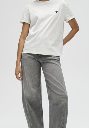OPUS, SERZ HEART DETAIL - T-Shirt basic - grey