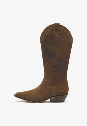 Ed Hardy, Cowboy-/Bikerlaarzen - tan