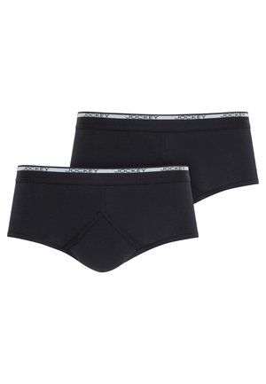 Zwarte katoenen boxershorts met een grijs elastische tailleband met het "Jockey"-logo, gladde textuur met een klassieke pasvorm en zonder patronen.