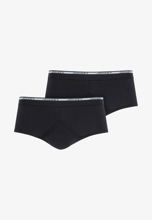 Boxer in cotone nero con fascia elastica grigia con logo "Jockey", texture liscia, vestibilità classica e senza motivi.