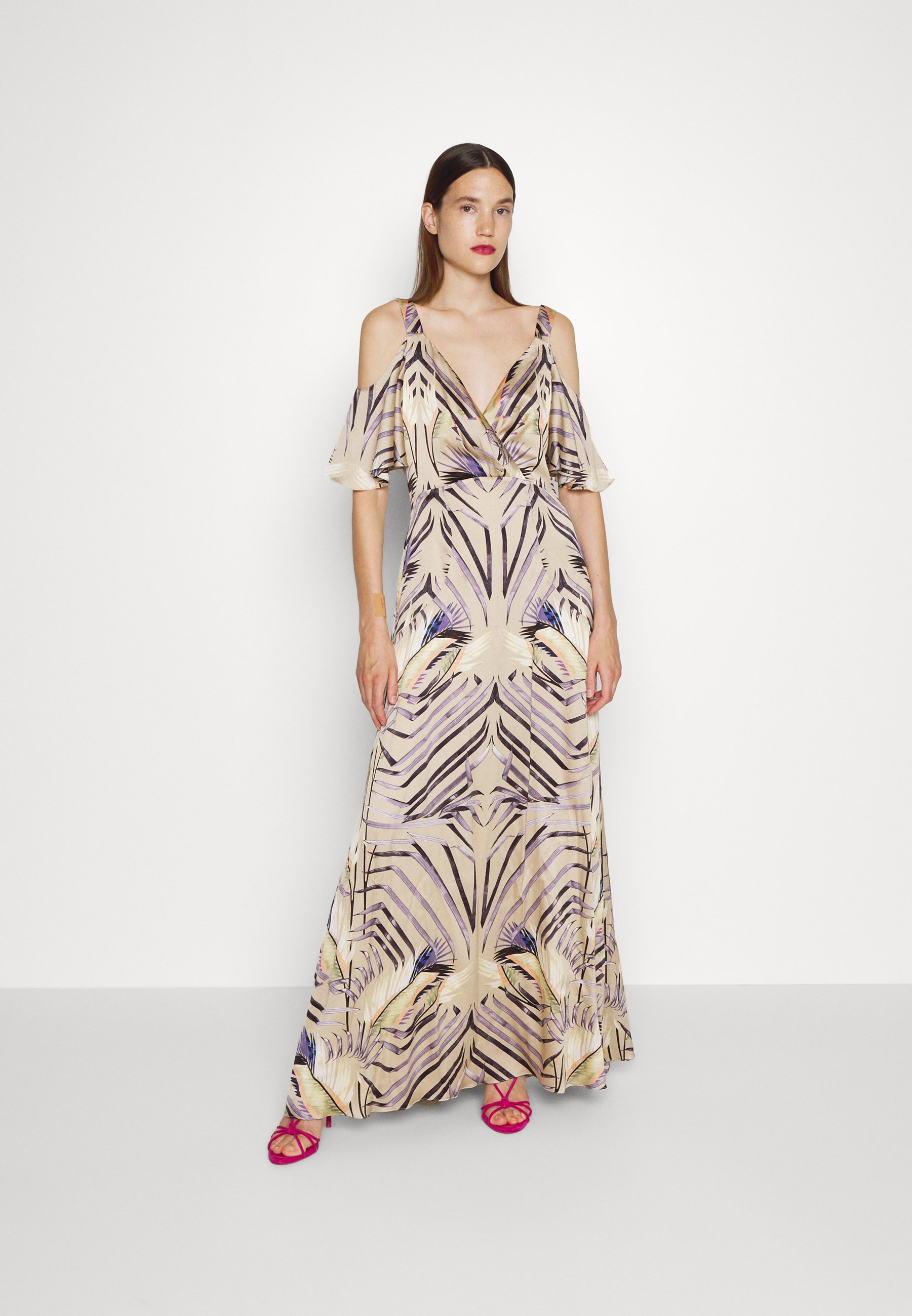 Temperley London PALMAE PRINT STRAPPY DRESS - Abito da sera -  parchment/dorato - Zalando.it