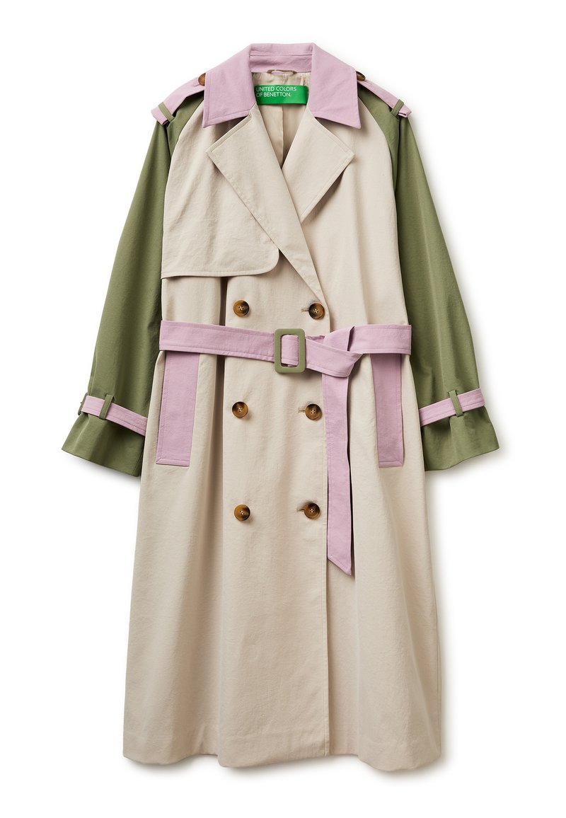 United Colors of Benetton COLOR BLOCK TRENCH COAT WITH BELT ...